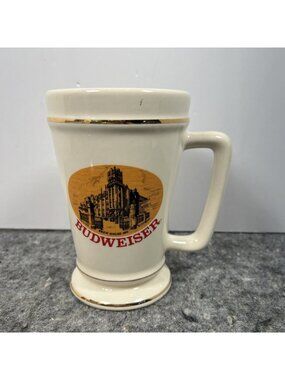 VTG Budweiser Beer Mug Stein Gold Trim Brew House 1892 Ceramic